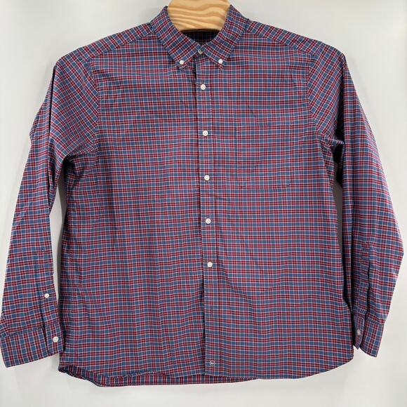 Vineyard Vines OTG XL Red Blue Plaid Check Pattern Long Sleeve Button Up Shirt - Picture 4 of 5